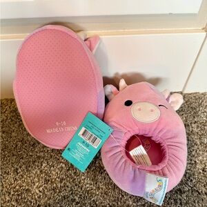 Squishmallows Pink Cow Slippers
